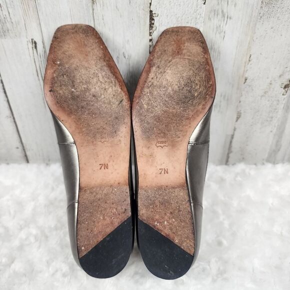 Enzo Angiolini Leather Embossed Loafers Metallic Silver Size 7 - Picture 6 of 10